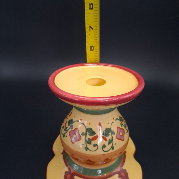 Partylite Tuscan Bohemian Spice Candle Taper Holder Ceramic Floral Design - Picture 7 of 12
